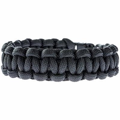 8-feet of Emergency Black Paracord in a Bracelet with clip