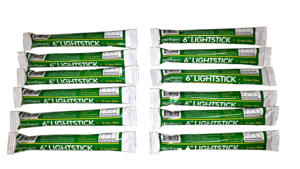 12-hour Life Green Lightsticks - Pack of 12 - 1 Week for 1 Person